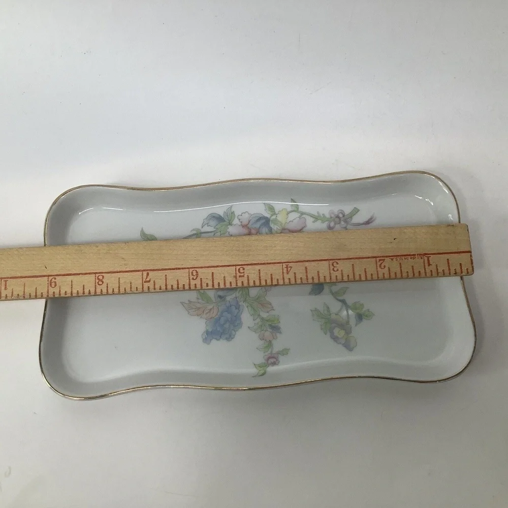 Vtg Andrea By Sadek Plate Tray Porcelain Made In Japan # 9920‎ Floral White Blue